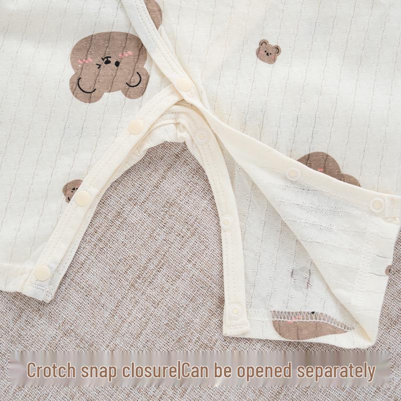 Летний ультратонкий ромпер с длинным рукавом из чистого хлопка для новорожденных с защитой животика – дышащий класс А для комфорта в кондиционированном помещении.