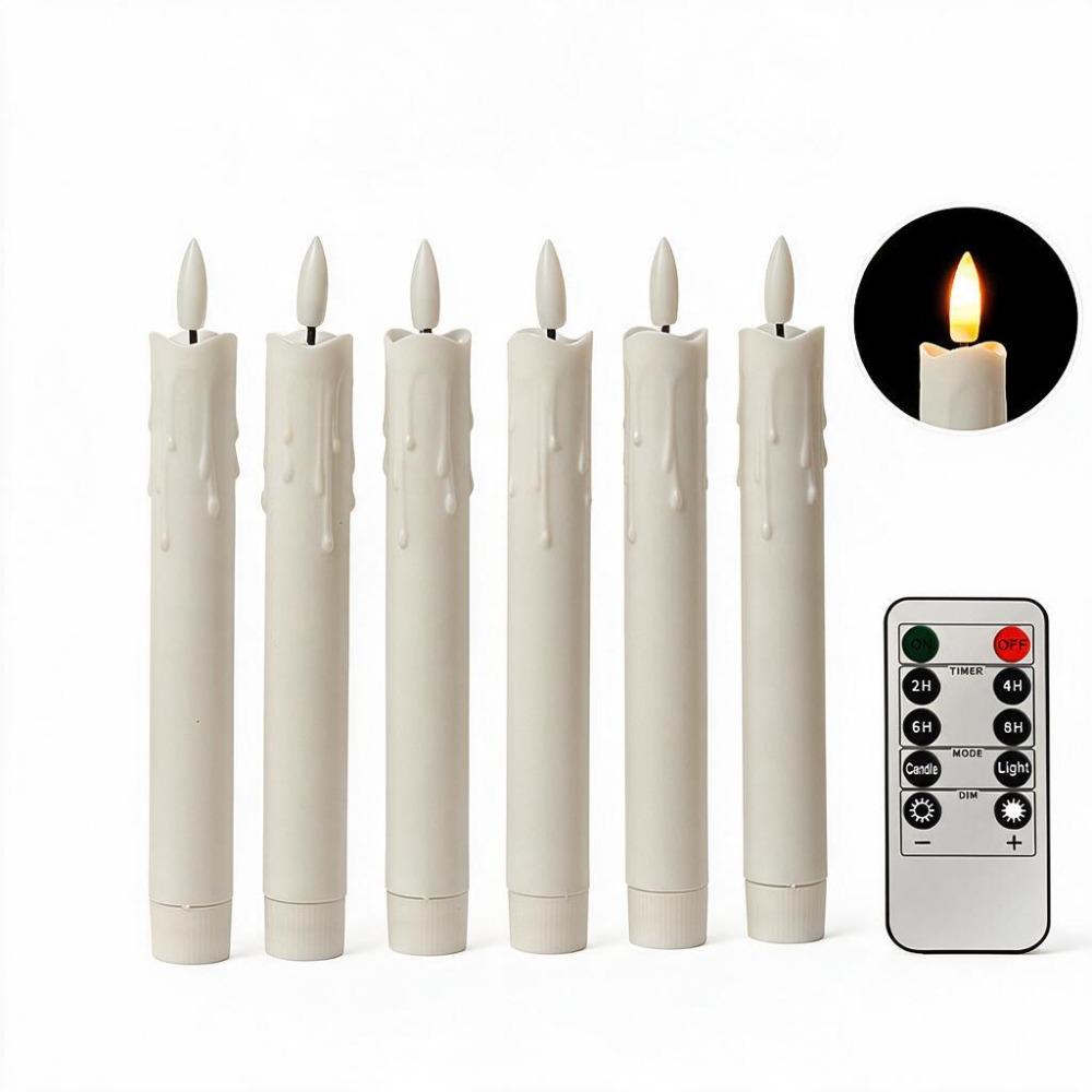 6PCS With Remote Electronic Candles Melting Candle Drops Design Remote-Control Candle Light Night