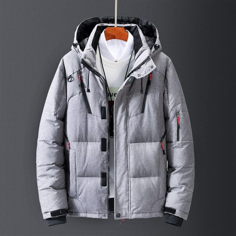 Mens Short Winter Down Jacket Outdoor Casual Multi-pocket Hooded Warm Coat EUR Sizes