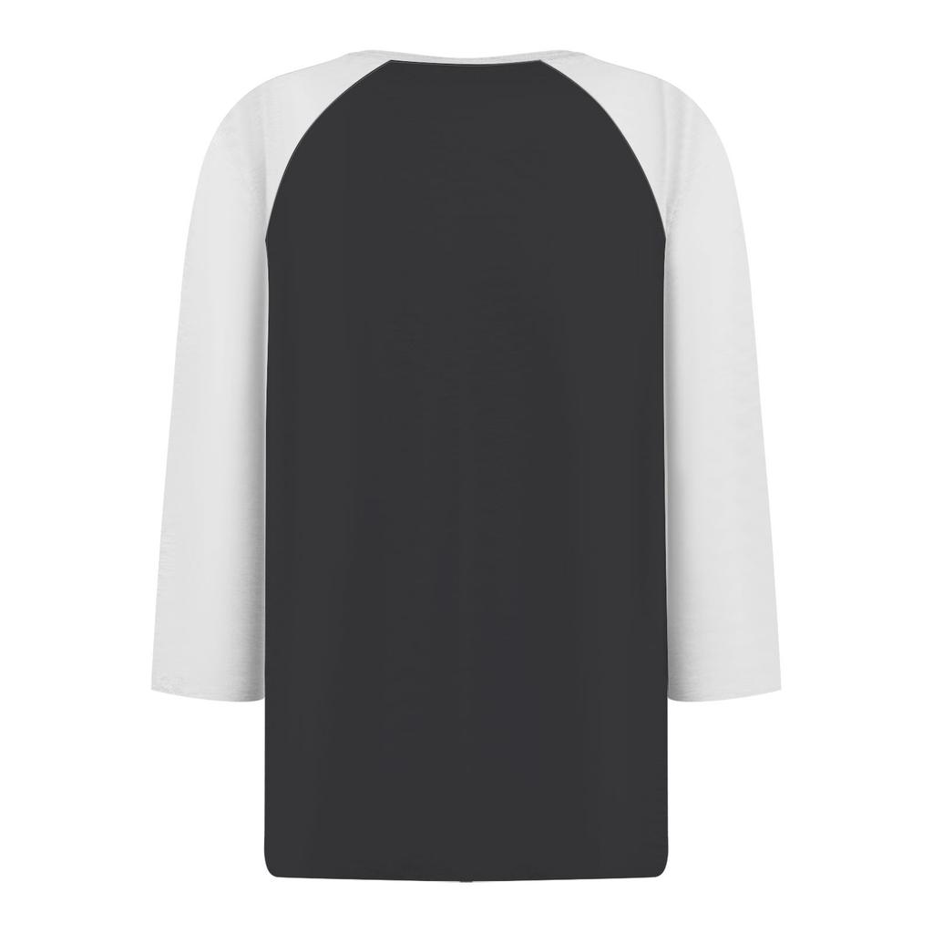 Жен. Футболка Футболка с принтом Пуговицы Рукав 3/4 Рукав реглан Повседневные Выходные Мода Классический V-образный вырез Обычный Топ