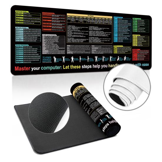 Очень большой коврик для мыши, износостойкий, водонепроницаемый, нескользящий, легко моющийся, шпаргалка Excel, настольный коврик, игровой коврик