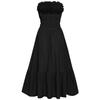 Women Summer Casual Sleeveless Strapless A-Line High Waist Solid Color One Collar Dresses Spring S-XL Middle Long Dress