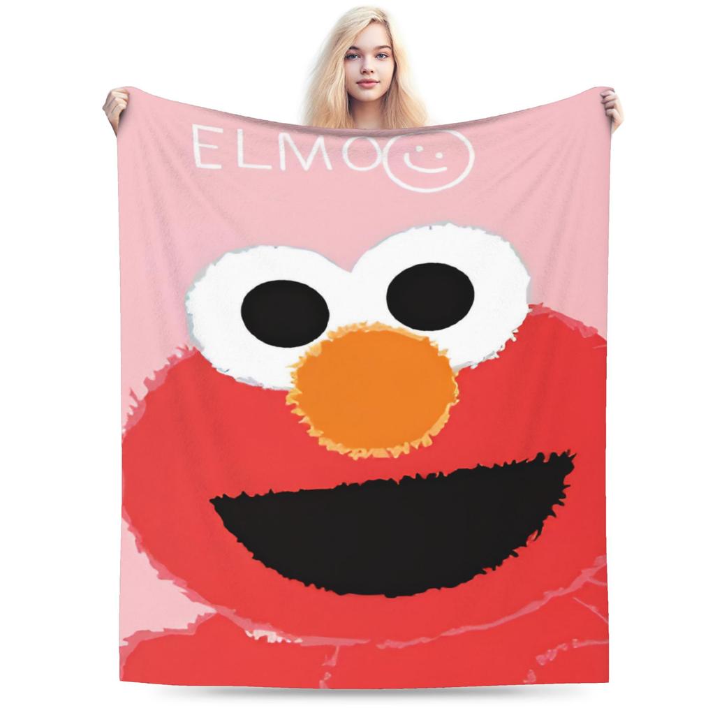 Sesame Street Cartoon Blanket Elmo Lovely Flannel Funny Breathable Throw Blankets for Bedding Lounge Textile Decor