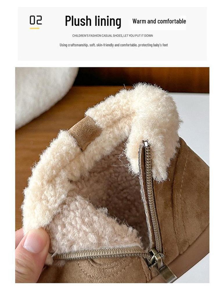 Warm Cotton Camel Snow Boots for Babies and Girls - Winter 2025 Edition with Extra Velvet Lining