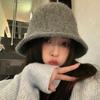 Winter Versatile Mixed Color Bucket Hat Women Keep Warm and Show Small Face Plush Knitted Bucket Hat Temperament Versatile Basin Hat