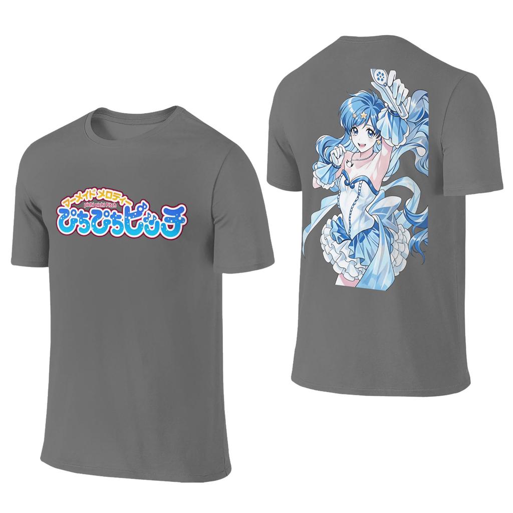 Vintage Mermaid Melody Pichi Pichi Pitch Anime Lover Tshirt Unisex O Neck Cotton T Shirt Short Sleeve Tees Big Size Clothing