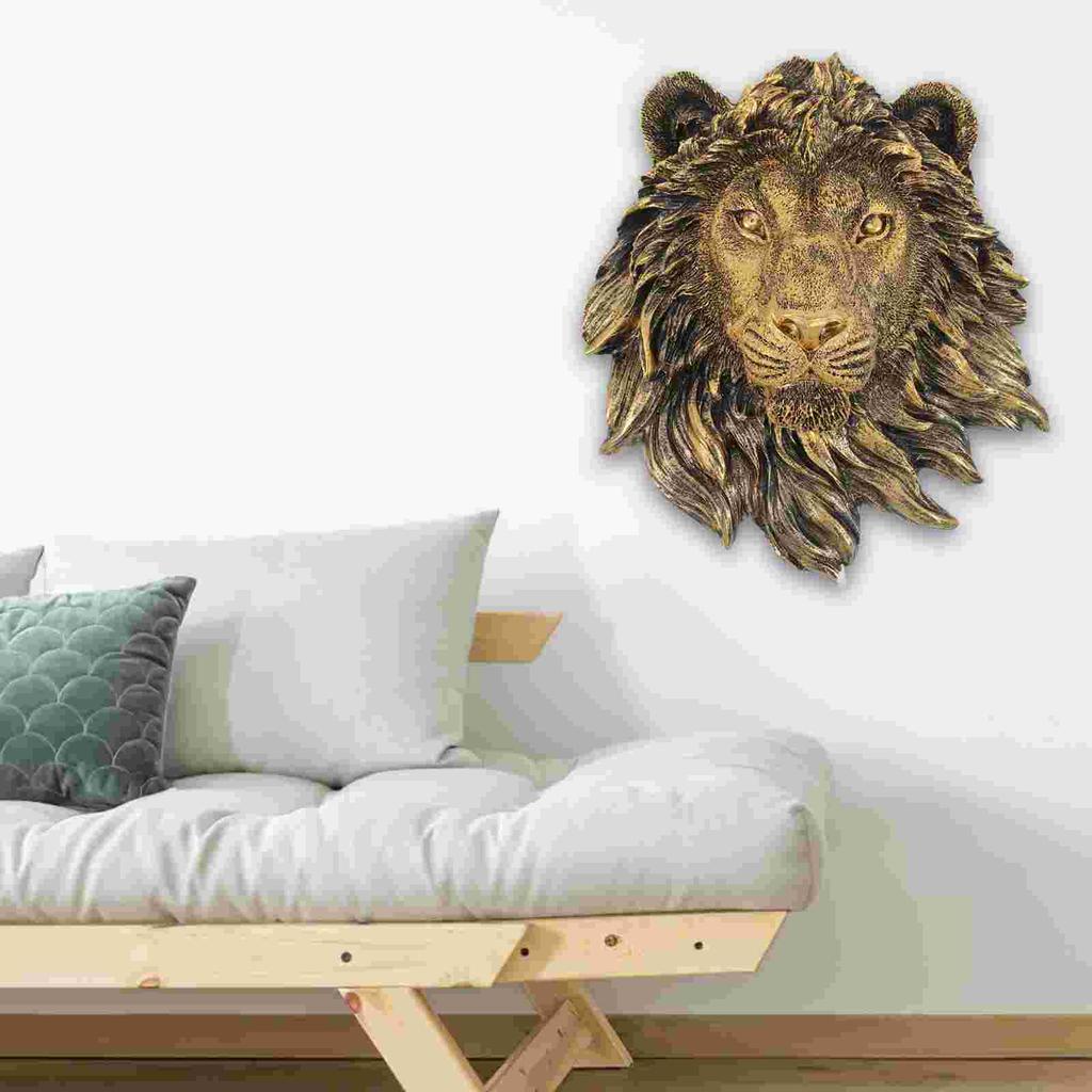 Имитация медной головы льва настенная скульптура сцена подвески спальня украшения подвесные скульптуры домашнее животное