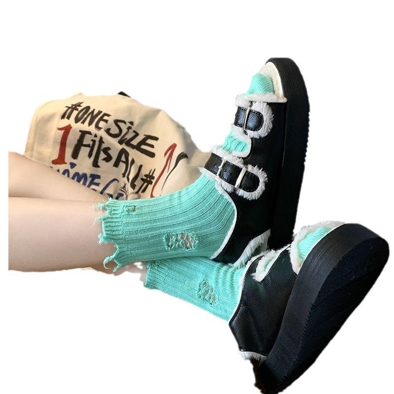 Trendy Couple Personality Tube Socks Hole Beggar Socks Women'S Spring And Autumn Men'S And Women'S Socks Hole Socks