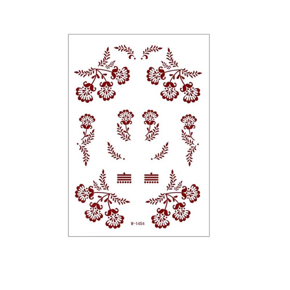 Lace Fake Tattoo Temporary Tattoo Red Mehndi Stickers Body Art Sticker Henna Tattoo Stickers Girls