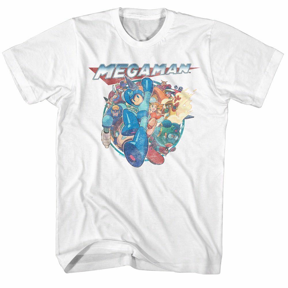 Mega Man Mega Friends White Adult T-Shirt Mens Womens Tees Top