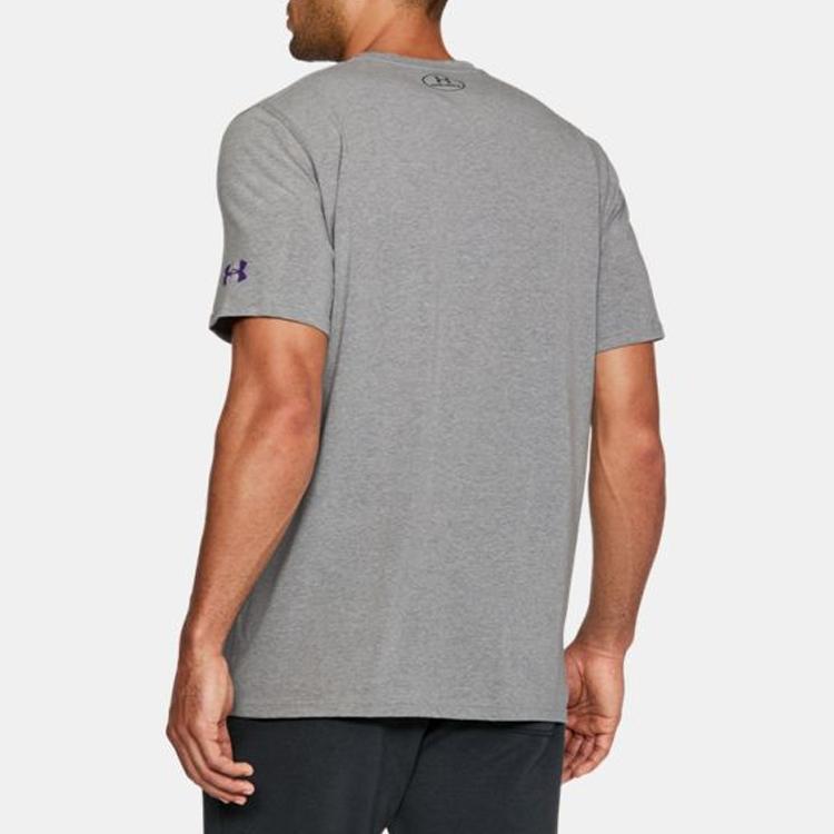 Under Armour Повседневная спортивная тренировочная баскетбольная дышащая футболка с круглым вырезом и коротким рукавом для мужчин, серая 1304482-343