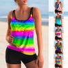 Summer Women's Fashion Design Two-piece Set of Regular Swimsuits, Colorful Printed Sports Vacation Beach Wear S-6XL