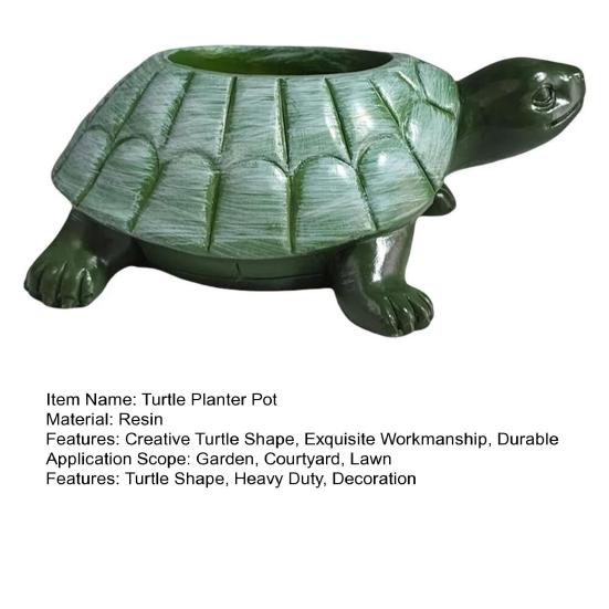 Turtle Planter Pot Resin Tortoise Flowerpot Animal Statue Indoor Outdoor Succulent Plants Container Home Balcony Garden Desktop Decoration