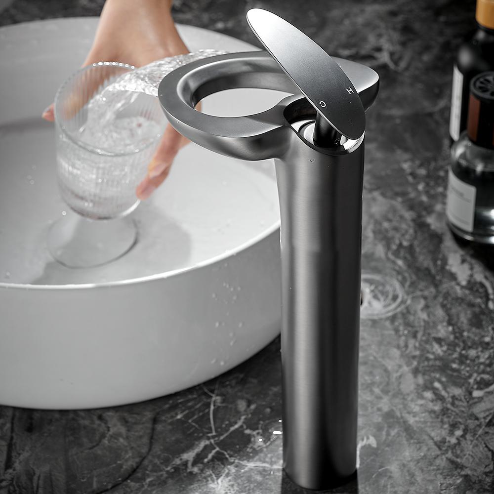 Смесители для раковины, современный серебряный смеситель для ванной комнаты, смесители-водопады, смесители для холодной и горячей воды на одно отверстие, смесители для раковины 855965