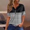 Жен. Футболка Футболка С принтом Пуговицы С короткими рукавами Повседневные Выходные Мода Классический V-образный вырез Обычный Верх