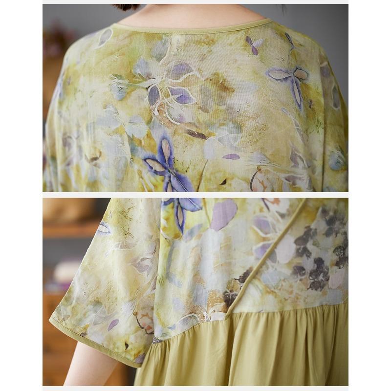 DIMANAF 2025 Летнее платье больших размеров для женщин, повседневное льняное платье свободного кроя, базовое цветочное длинное макси винтажное платье