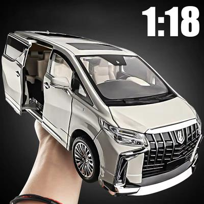 Новый 1:18 Toyota Alphard MPV большая модель игрушечного автомобиля из литого металла, звук и свет, детская машина с автоматической дверью, литой автомобиль для мальчика, подарок
