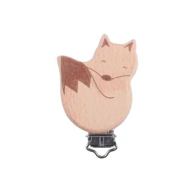 5pcs Wooden Fox Sika Deer Crown Pacifier Clip Nursing Accessories Beech DIY Bracelet Jewelry Making Handmade Accessories