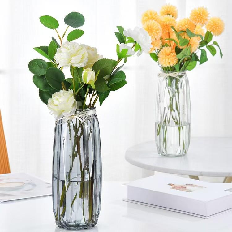 Стеклянная ваза для композиций из цветов «Счастливый бамбук» - Прозрачная, в скандинавском стиле, Идеальна для декора гостиной, Очень большой размер