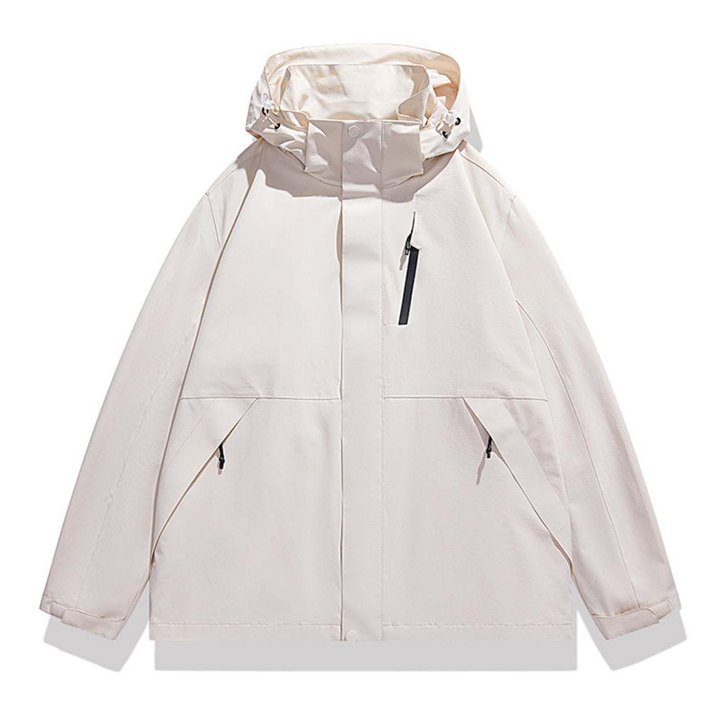 Мужская однотонная куртка Куртка в стиле легкой рабочей одежды Мужская модная спортивно-повседневная куртка с капюшоном