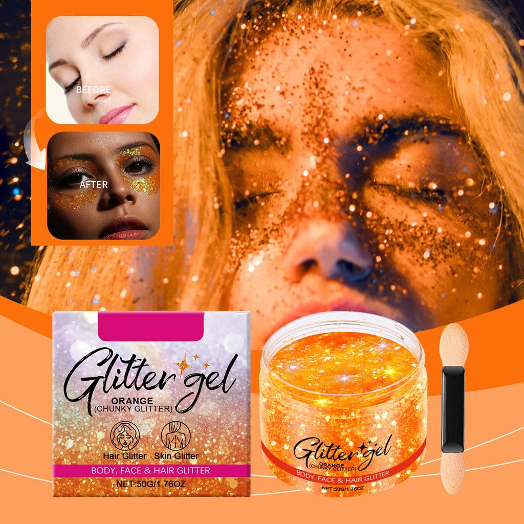 Гель-блестки для тела, волос, макияжа. Цветной гель-блестки. Мягкие ингредиенты. Быстро создают привлекательные эффекты.