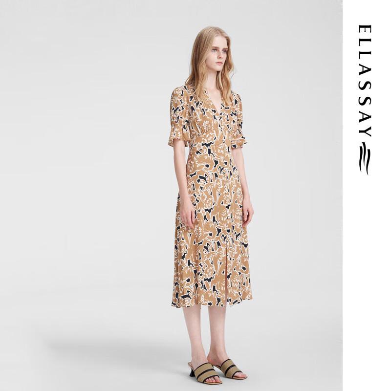 ELLASSAY Женское элегантное платье-миди с запахом и цветочным принтом