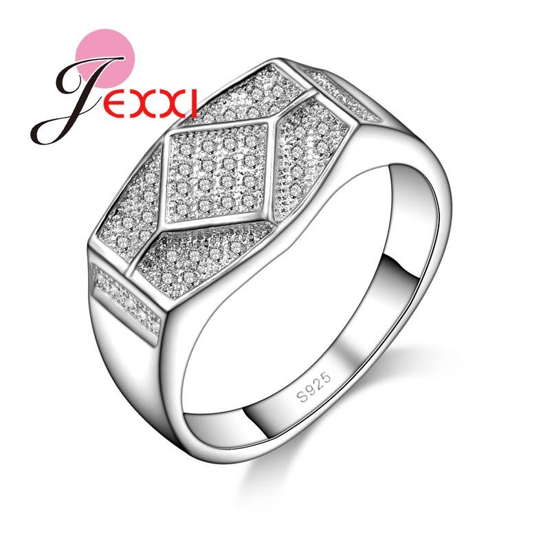 New Product Jewelry Promotion Fashion Geometric Zirconia Rhinestone Women Party Rings High Quality 925 Sterling Silver