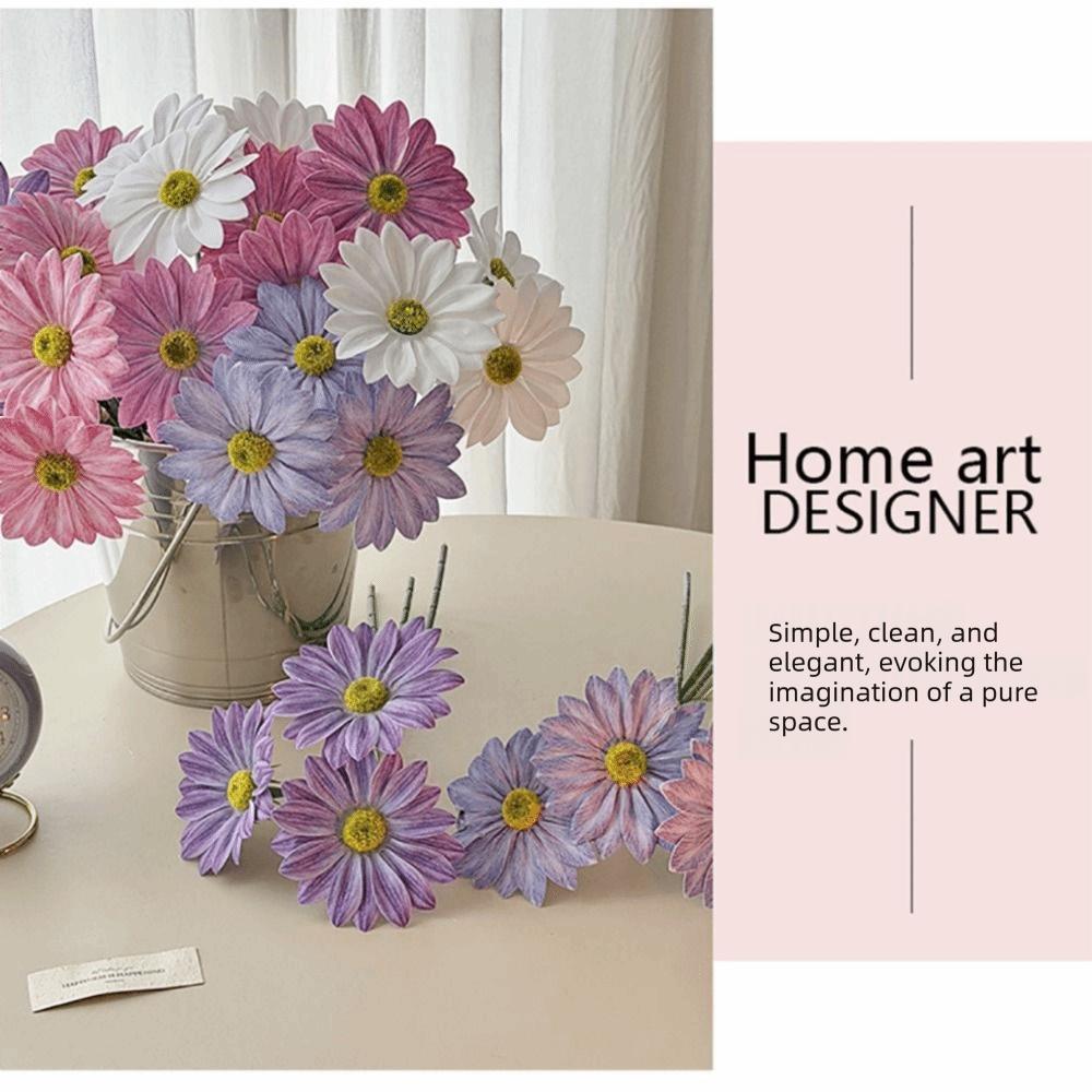 3PCS/Bundle 3D Printed Simulation Flower Chrysanthemum Sunflower Real Touch Flowers Home Decoration