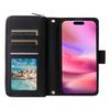 For iPhone 17 Case 9 Card Slots Zipper Pocket PU Leather Cover with Wrist Strap