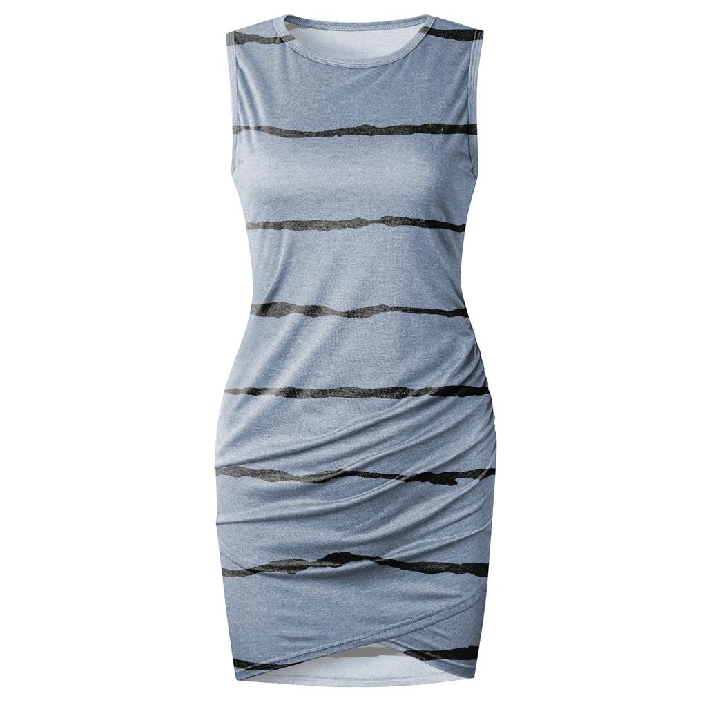 Fashion Women's Summer Round Neck Casual Fashion Printed Pullover Sleeveless Dress