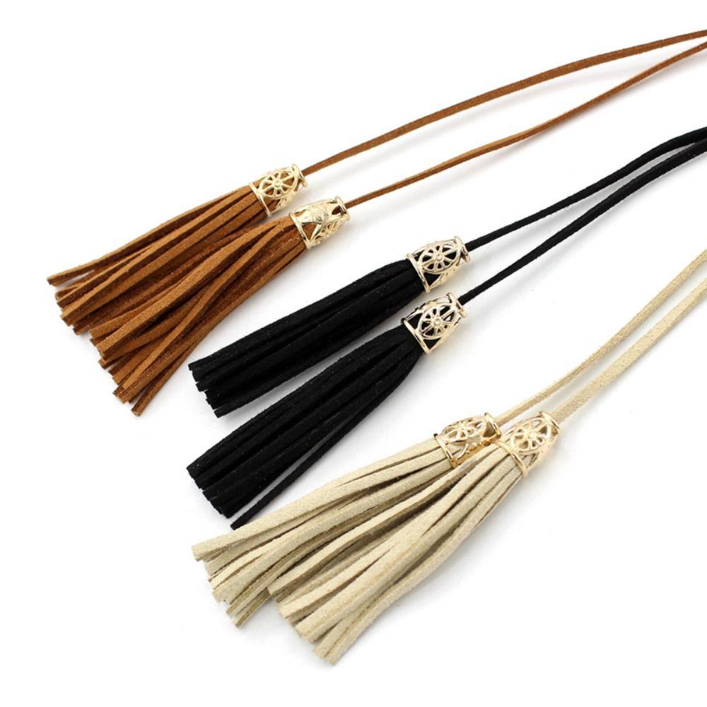 Solid Color Braided Tassel Belt Waist Rope Women Waist Chain Fashion Hollow Belt