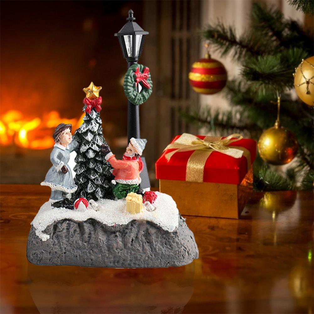 Christmas Village Scene Christmas Village with Movement and Light Miniature Lamp with Light Christmas Decoration Miniature Chara