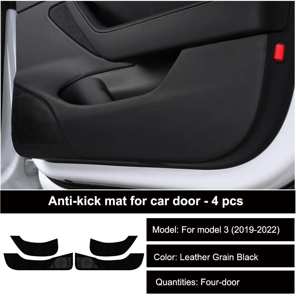 For Tesla Model 3/Y Car Door Anti-kick Mat Pad Panel Leather Carbon Fiber Interior Glove Box Protective Sticker Car Accessories