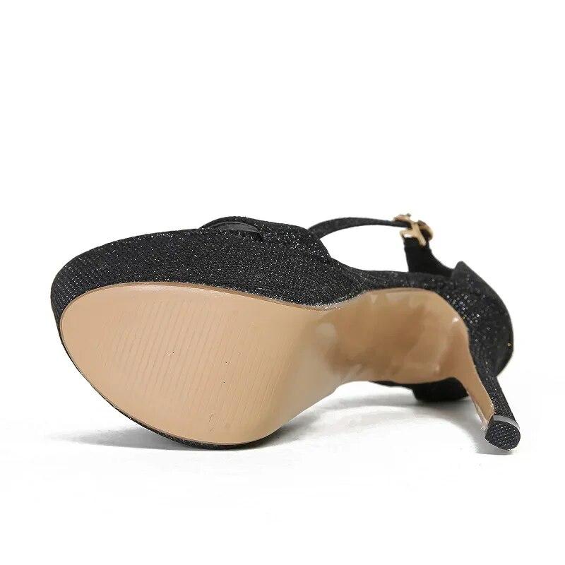 Eilyken Сексуальные женские сандалии на высоком каблуке для танцев на пилоне, модная вечерняя обувь на платформе с открытым носком и пряжкой и ремешком, размер 34-46