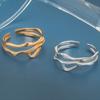 Современные геометрические кольца Регулируемые открытые кольца Стильные изогнутые кольца с двойной линией Модный аксессуар Заявление Украшение