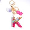 1 шт. брелок с блестками и кисточками в виде буквы, рождественский цвет, новый розовый красный брелок для ключей, автомобильный подарок