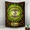 Wood Element Tarot Card Green Stained Glass Tree Mystical Decor Printed Tapestry for Living Room Dorm Decor