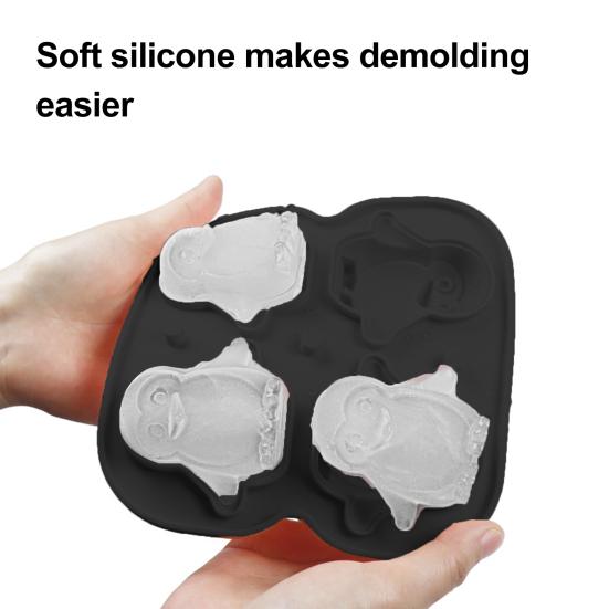 Penguin Shaped Ice Cube Trays 3D Ice Cube Mold Easy Release Slow Melting Ice Maker for Whiskey Cocktails Brandy Coffee