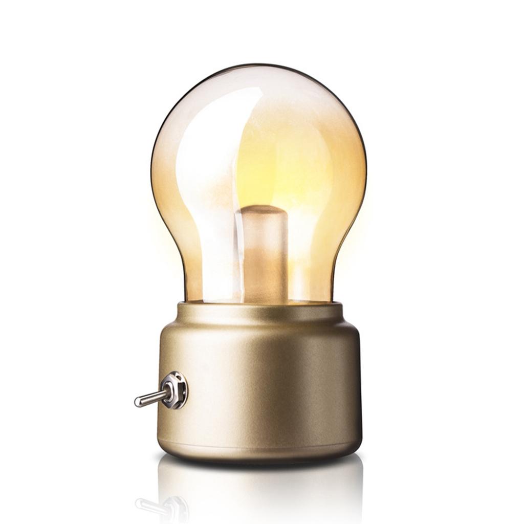 Vintage Light Bulb Night Light Energy-saving Bulb Lamp Retro Table Lamp Bedside Desk Lamp Metal