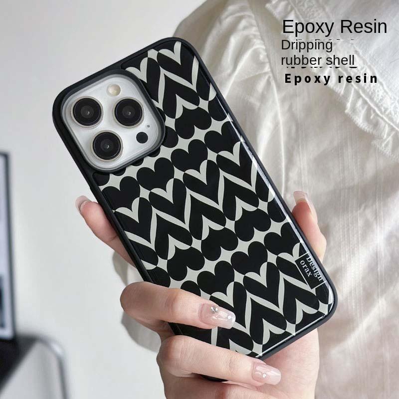 Чехол для телефона из смолы с защитой от падений Арт-дизайн Подходит для HUAWEI mate60pro Черно-белый Поп-узор