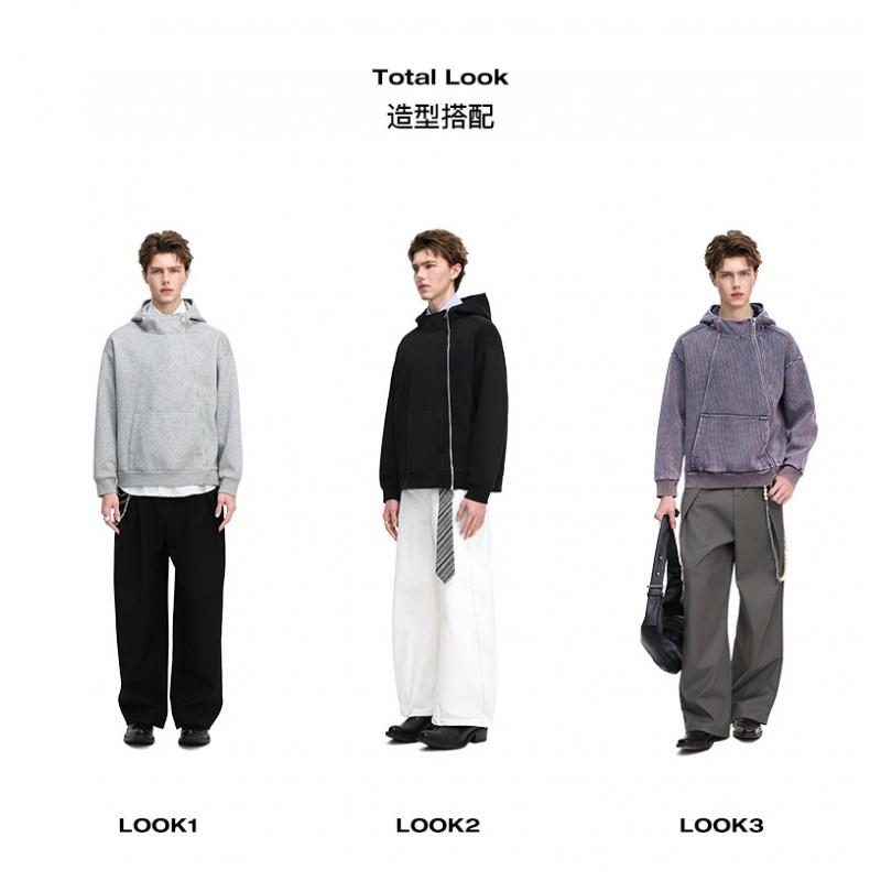 Winter Outdoor Hooded Sweatshirt Men Women Loose Fit Casual Sportswear Zip Detail