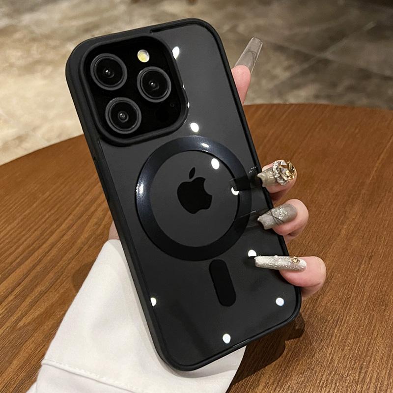 Титаново-серый магнитный прозрачный чехол для iPhone 15 14 13 12 11 Pro Max Plus Magsafe автомобильный противоскользящий чехол для беспроводной зарядки