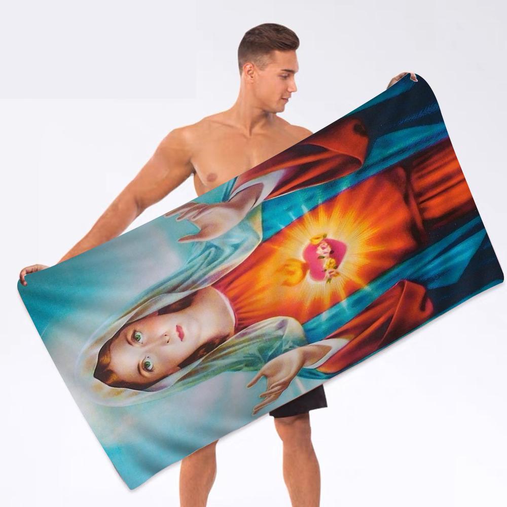 Virgin Mary Christian Towel Microfiber Beach Towel Absorbent Quick dry Soft Yoga Swimming Resort Mountain Climbing Towel
