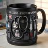 Personalized Medical Themed Mug ER Jack First Response 3D Medical Tools Mug Black Ceramic Coffee Cup for Doctors Nurses Practical