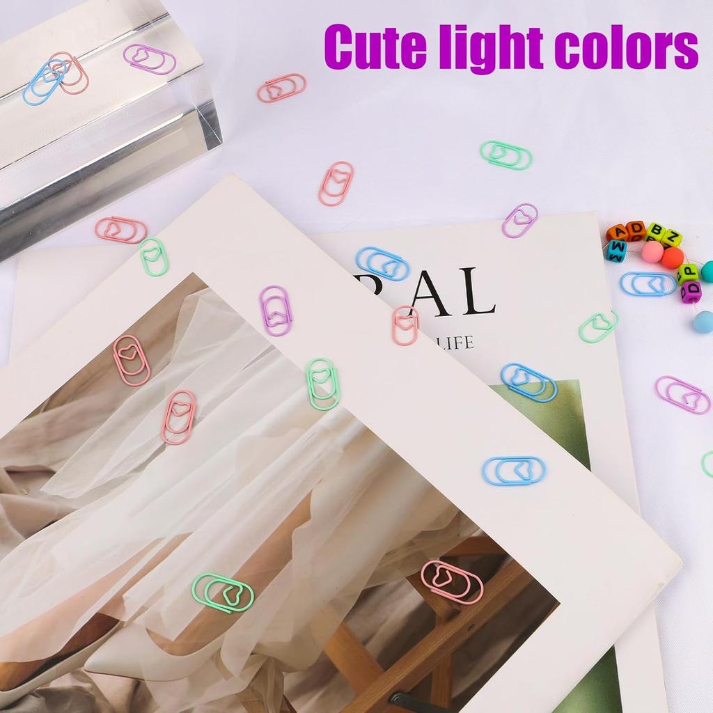 80 Pcs Heart Paper Clips - Love Heart-Shaped Small Clip Metal Journaling Clamps, Colorful Decorative Cute Paper Clips for Women, Document Note