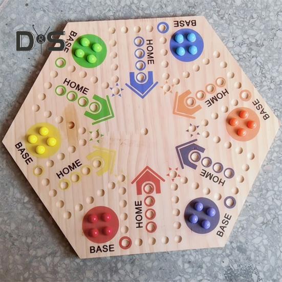 Двусторонняя летающая шахматная игра с мраморными кубиками для 4-6 игроков. Интерактивная летающая деревянная настольная игра для детей и взрослых. Развивающая игрушка.