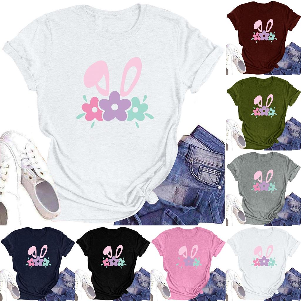 Women's Printed Round Neck Short-sleeved T-shirt Top