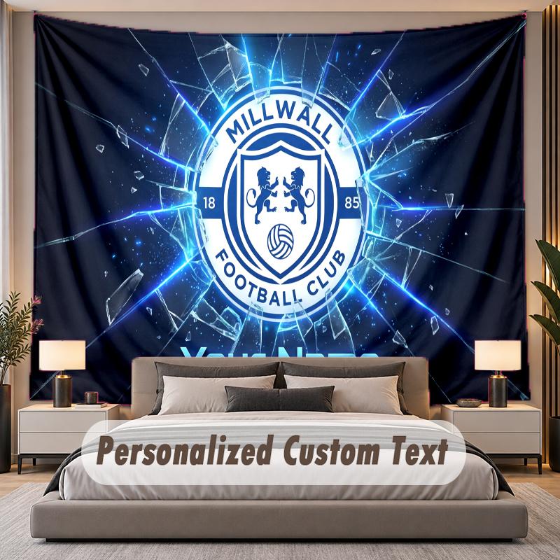 Custom Name Text Tapestry Millwall FC Personalized Polyester Wall Tapestry For Bedroom And Room