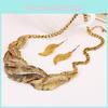 Fashion Rhinestone Decoration Feather Design Women Gold Necklace And Earring Set For Daily Fashion And Travel Souvenirs
