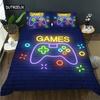 Gamepad Duvet Cover Set Juvenile Hand Skeleton Gamepad Twin Bedding Set Teens Boys Skull Gamer Queen Size Polyester Quilt Cover